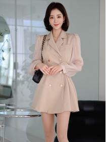 Temperament Collar Slim Double-breasted Stitching fashion professional Dress
