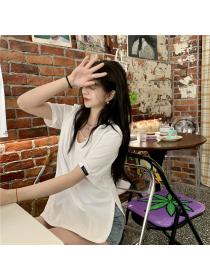 Outlet Printing Korean style tops short sleeve T-shirt for women