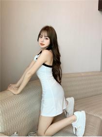 Outelet Lapel slim strapless Korean style halter dress