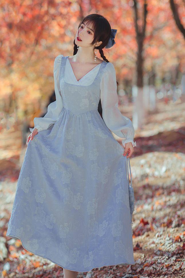 On Sale Elegant micro-shimmering jacquard oil painting high waist Dress