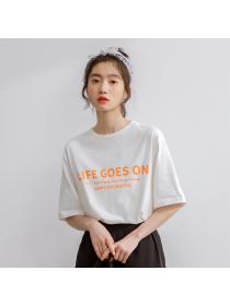 Outlet Letters spring and summer Korean style T-shirt for women