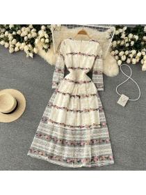 Outlet Spring short sleeve mixed colors stripe fashion slim dress