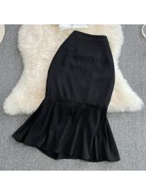 Outlet Irregular elastic waist long dress package hip tight skirt