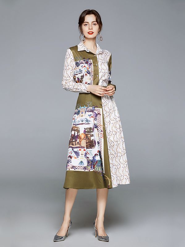 European Style  fashion two-piece women's temperament print suit