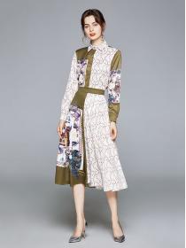 European Style  fashion two-piece women's temperament print suit  