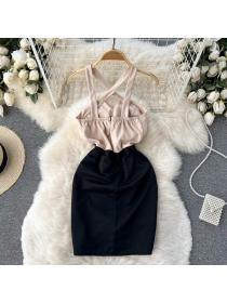 Outlet Summer halter low-cut hollow sexy dress for women