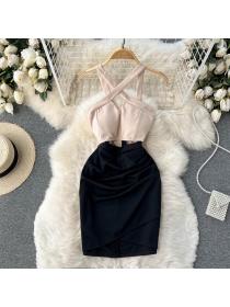 Outlet Summer halter low-cut hollow sexy dress for women