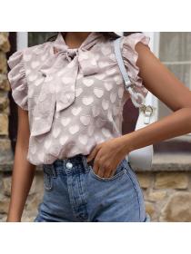 Outlet Summer sweet and cute bow tie love top for women