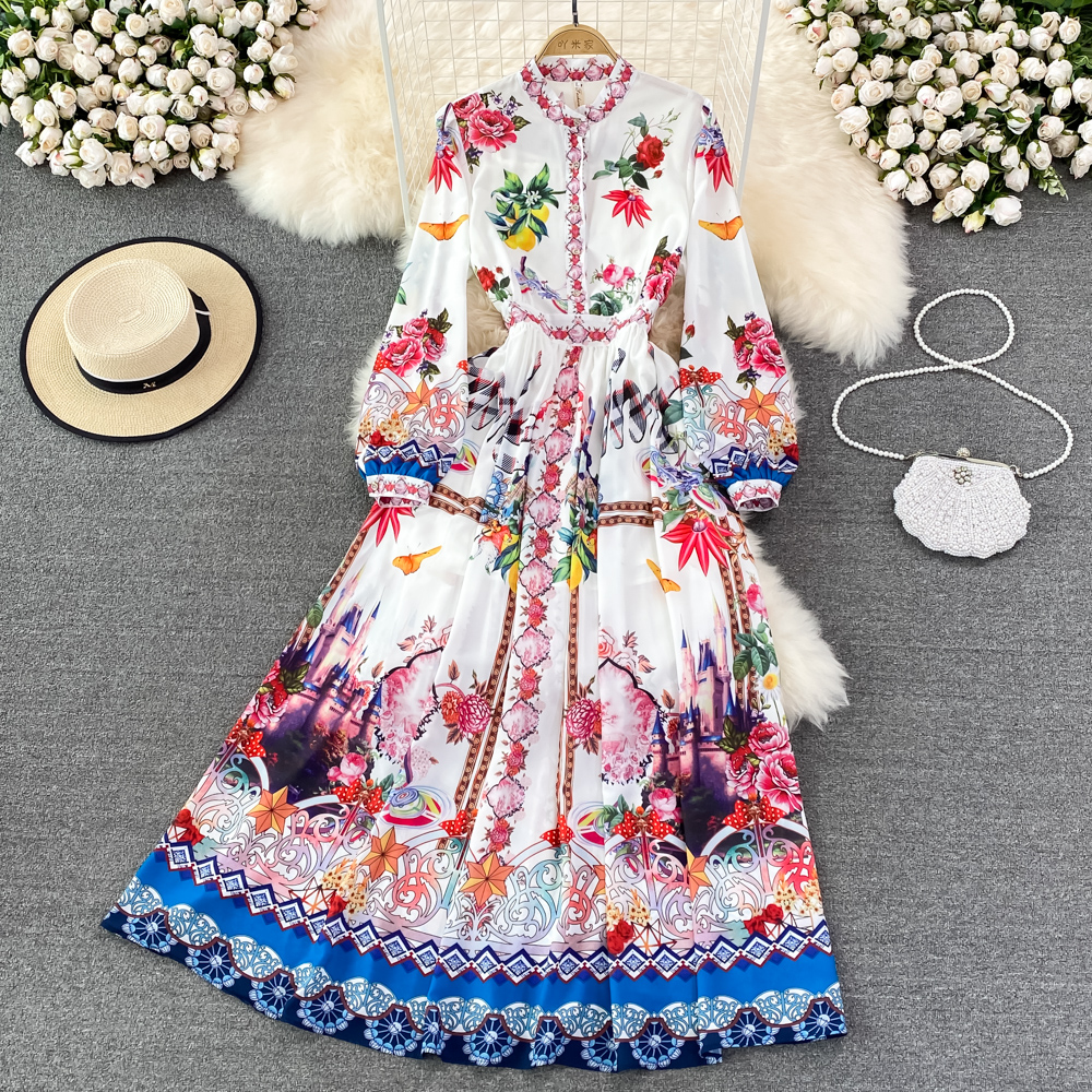 Vinatage style fashion dress spring temperament long dress