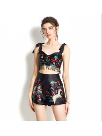 Outlet Spring and summer retro shorts printing bandage tops
