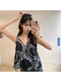 Outlet Loose bottoming sleeveless tops chiffon floral vest for women