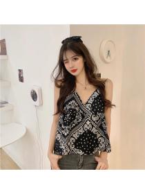 Outlet Loose bottoming sleeveless tops chiffon floral vest for women