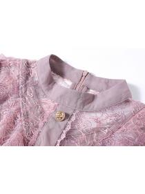 Outlet Long sleeve spring slim lace embroidery splice ladies dress