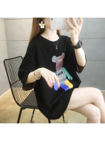 Outlet Summer printing short sleeve loose T-shirt for women