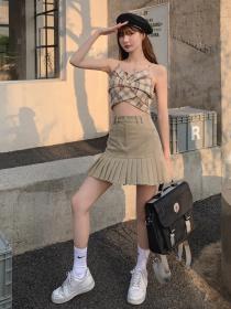 Outlet Summer dress pleated skirt temperament high-waist matching a-line short skirt 