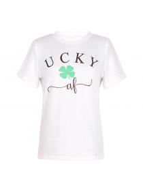 Outlet Summer new letters printed short-sleeved round-neck casual ladies top T-shirt 