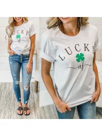 Outlet Summer new letters printed short-sleeved round-neck casual ladies top T-shirt 