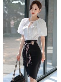 Outlet Summer fashion tops package hip skirt 2pcs set