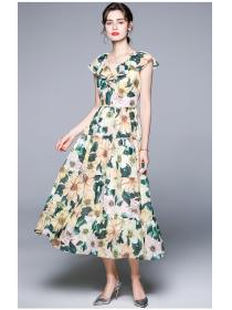 Outlet Pinched waist retro slim sexy vacation elegant dress