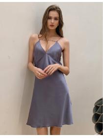 Outlet Satin ice silk pajamas summer strap dress for women