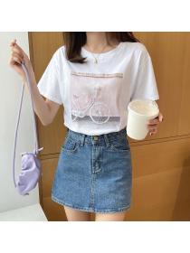 Outlet 100% cotton stereoscopic T-shirt loose summer tops