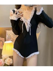 Korean  Style student conservative one-piece swimsuit