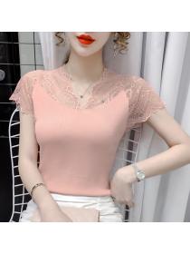 On Sale Round Collar Lace Sweet Fresh Fashion Blouse 