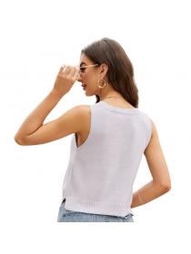 Outlet Summer new Plain Sleeveless knitted sweater loose knitted vest