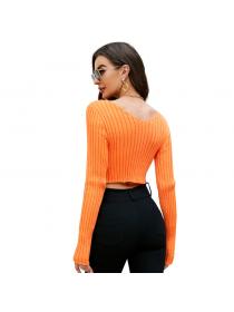 Outlet Plain slim short knitted cardigan sexy navel thin sunscreen top