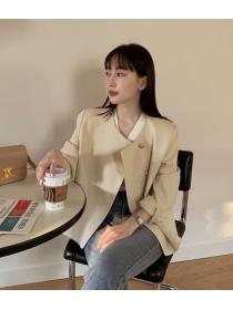 Korean Style Doll Collars Pure Color Loose Blazer 