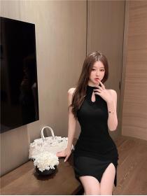 Outlet Slim split sexy halter temperament package hip retro dress