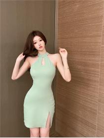 Outlet Slim split sexy halter temperament package hip retro dress