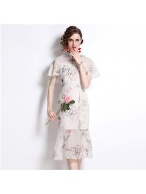 Vintage style Chinese style cheongsam summer long dress