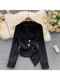 On Sale Long sleeve business suit pinched waist tops for women