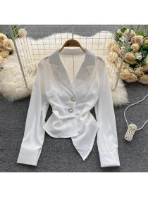 On Sale Long sleeve business suit pinched waist tops for women
