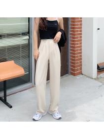 Outlet high-waist casual slim loose straight suit pants for women