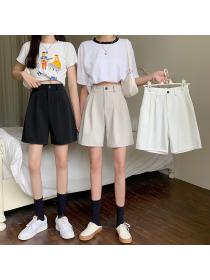 Outlet Summer new Korean fashion high-waist matching casual pants loose wide-leg pants shorts 