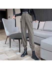 Outlet Women's Fashion overalls loose high-waisted slim straight leggings casual pants (with belt...