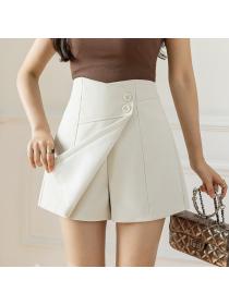 Outlet Summer new a-line casual high waist wide leg pants