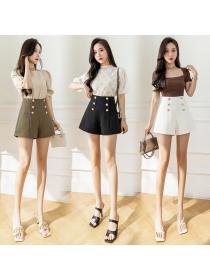 Outlet Summer new high-waisted suit shorts matching loose A-line wide-leg pants hot pants