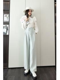 Outlet Summer new high-waist lace suit pants loose casual pants straight long pants