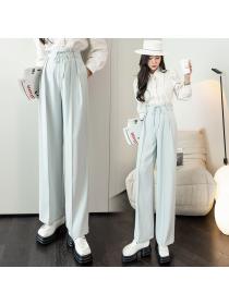 Outlet Summer new high-waist lace suit pants loose casual pants straight long pants