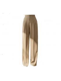 Outlet Summer new high-waisted straight-leg pants elastic trousers wide-leg pants for women