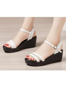 Outlet thick bottom fish mouth matching open toe sandals