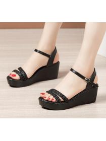 Outlet thick bottom fish mouth matching open toe sandals