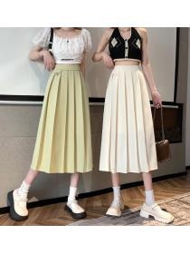 On Sale Pure Color Drape Tall Waist Skirt 