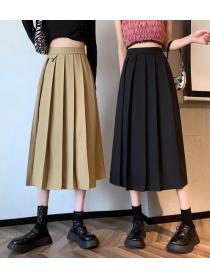 On Sale Pure Color Drape Tall Waist Skirt 