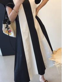 Korean Style Design stitching contrasting long dress