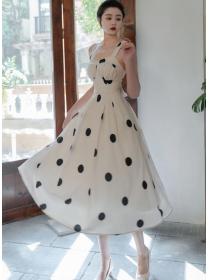On Sale Backless Polka Dot French Vintage Dress