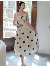 On Sale Backless Polka Dot French Vintage Dress